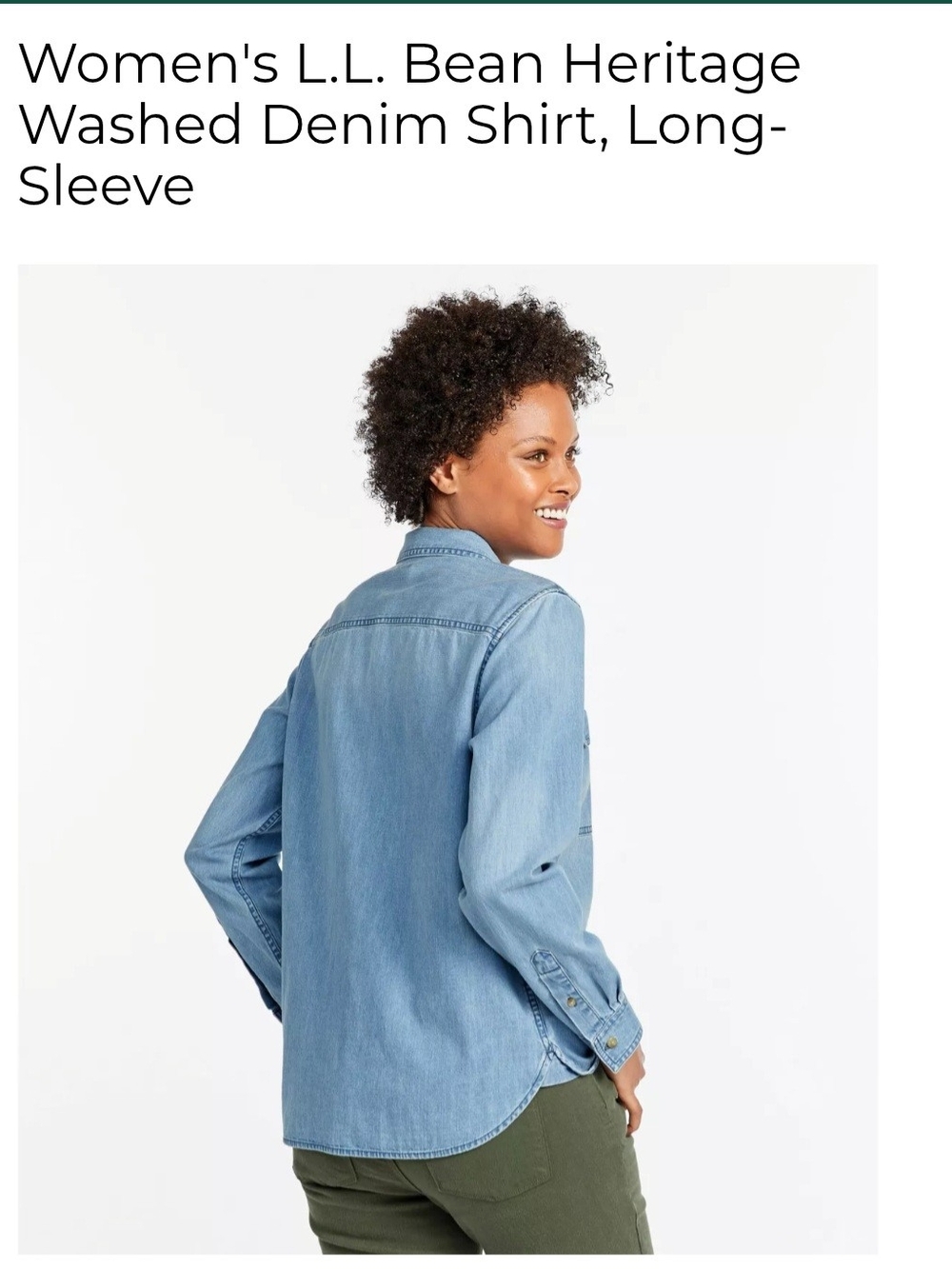 L.L. Bean Women's Heritage Washed Denim Shirt Long Sleeve